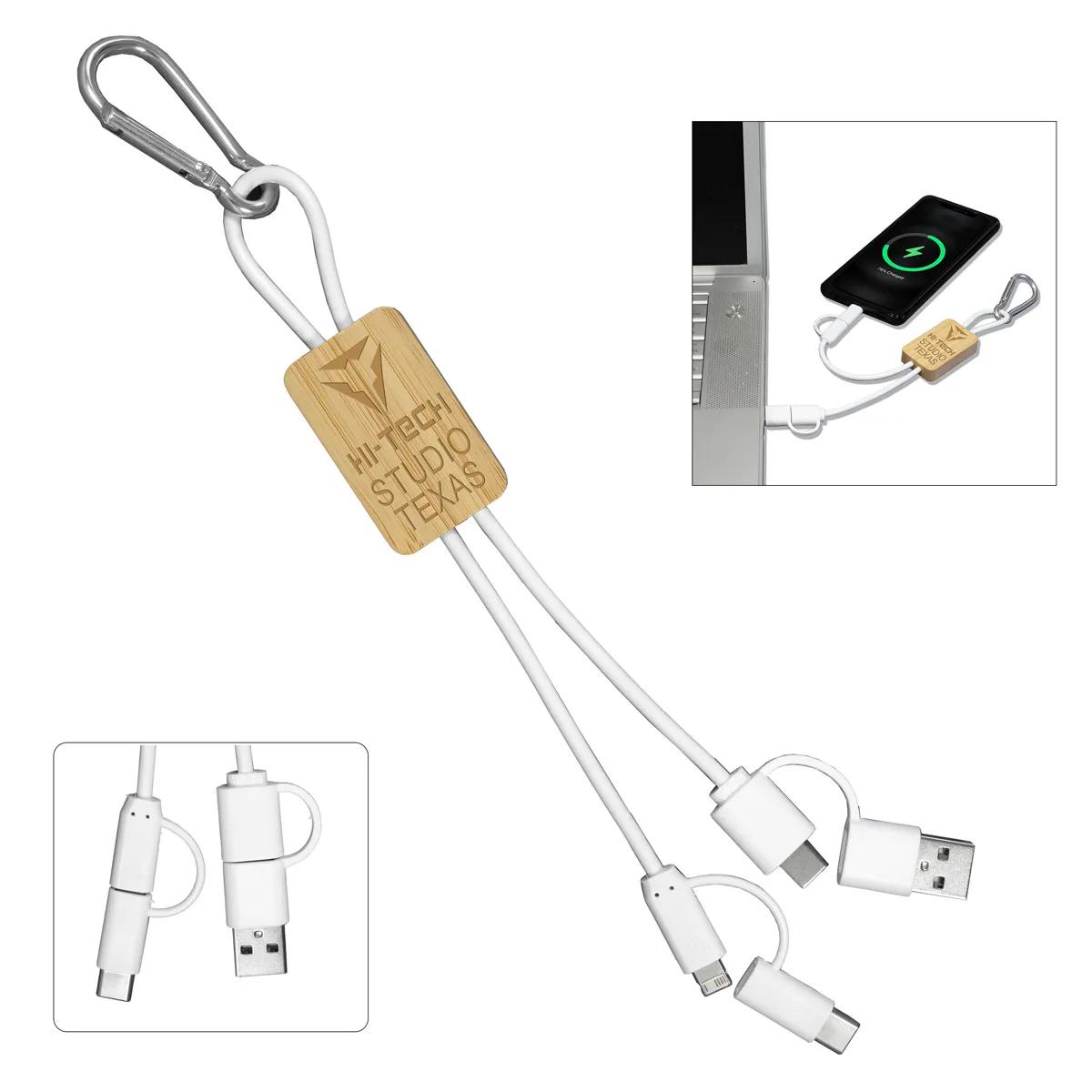 Bamboo Charging Cable 5-in-1 with Carabiner - 10 in