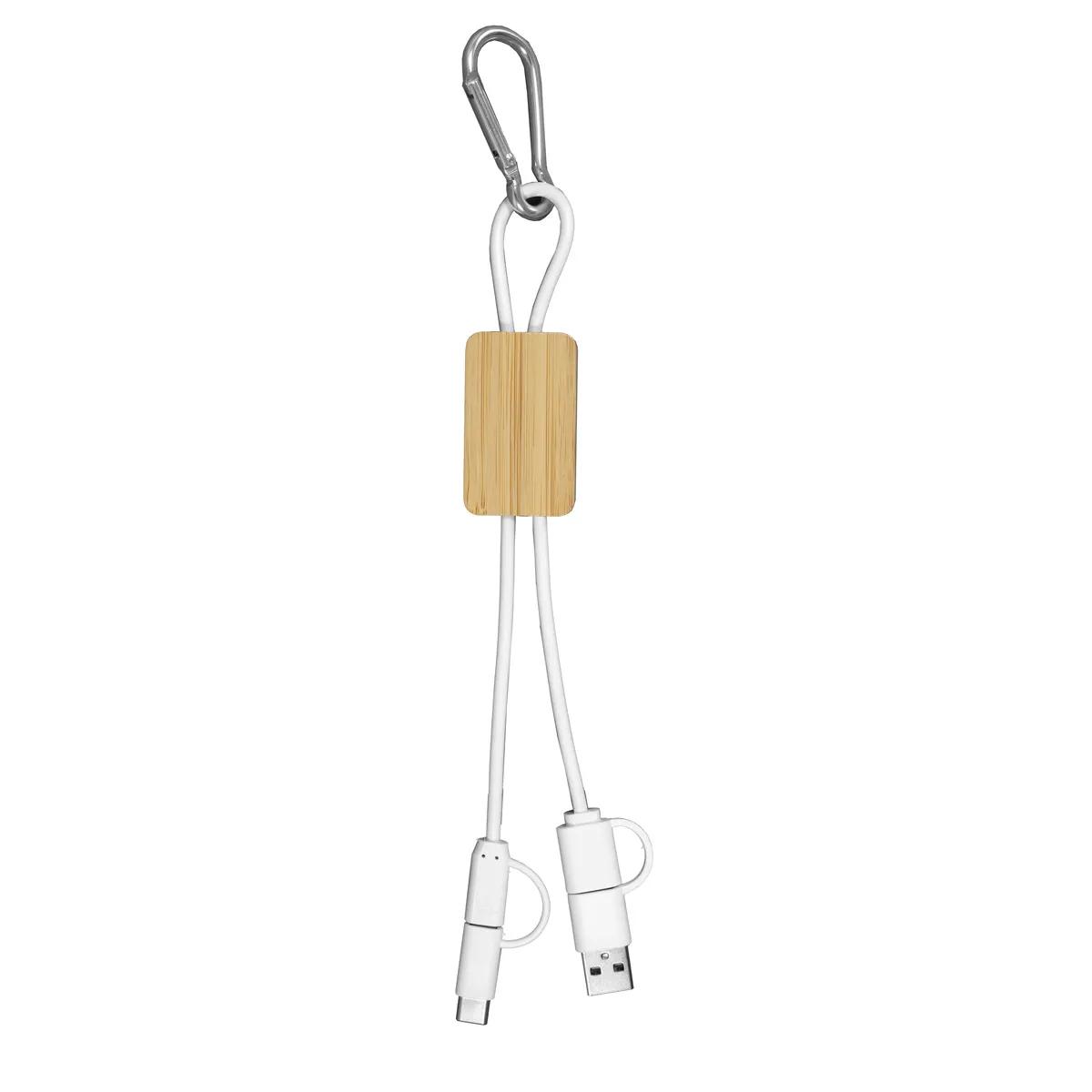 Bamboo Charging Cable 5-in-1 with Carabiner - 10 in - product view 8