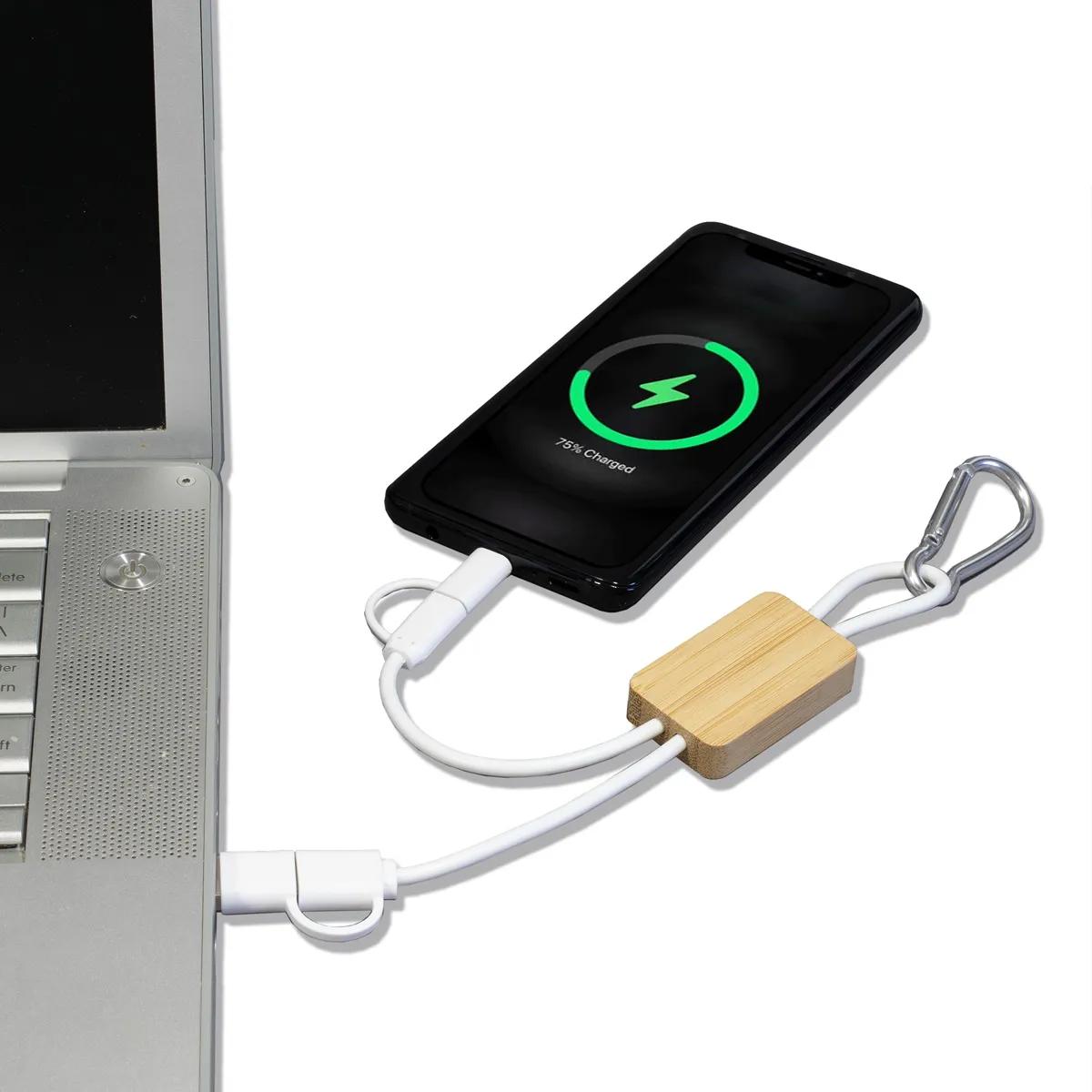 Bamboo Charging Cable 5-in-1 with Carabiner - 10 in - product view 10