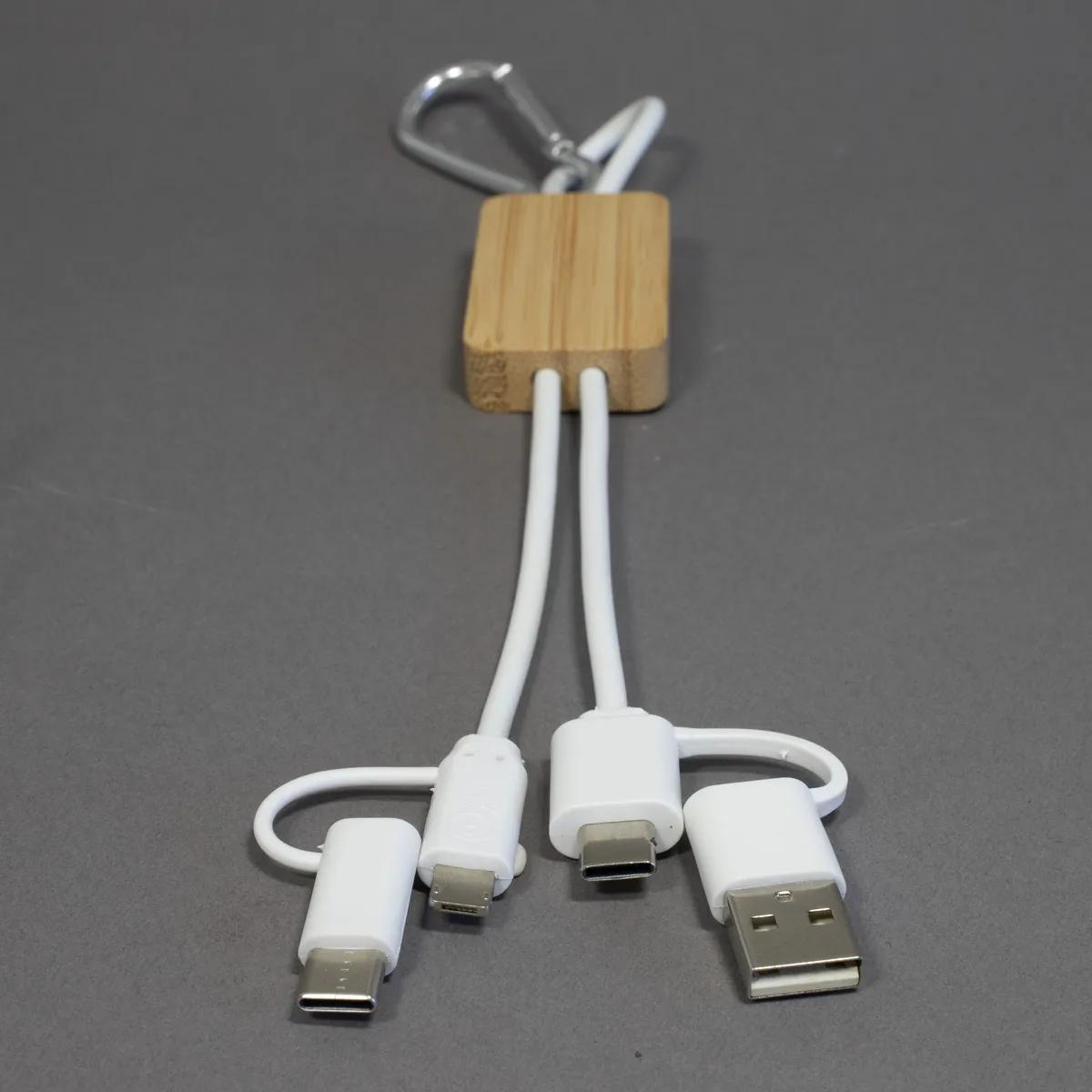 Bamboo Charging Cable 5-in-1 with Carabiner - 10 in - product view 12