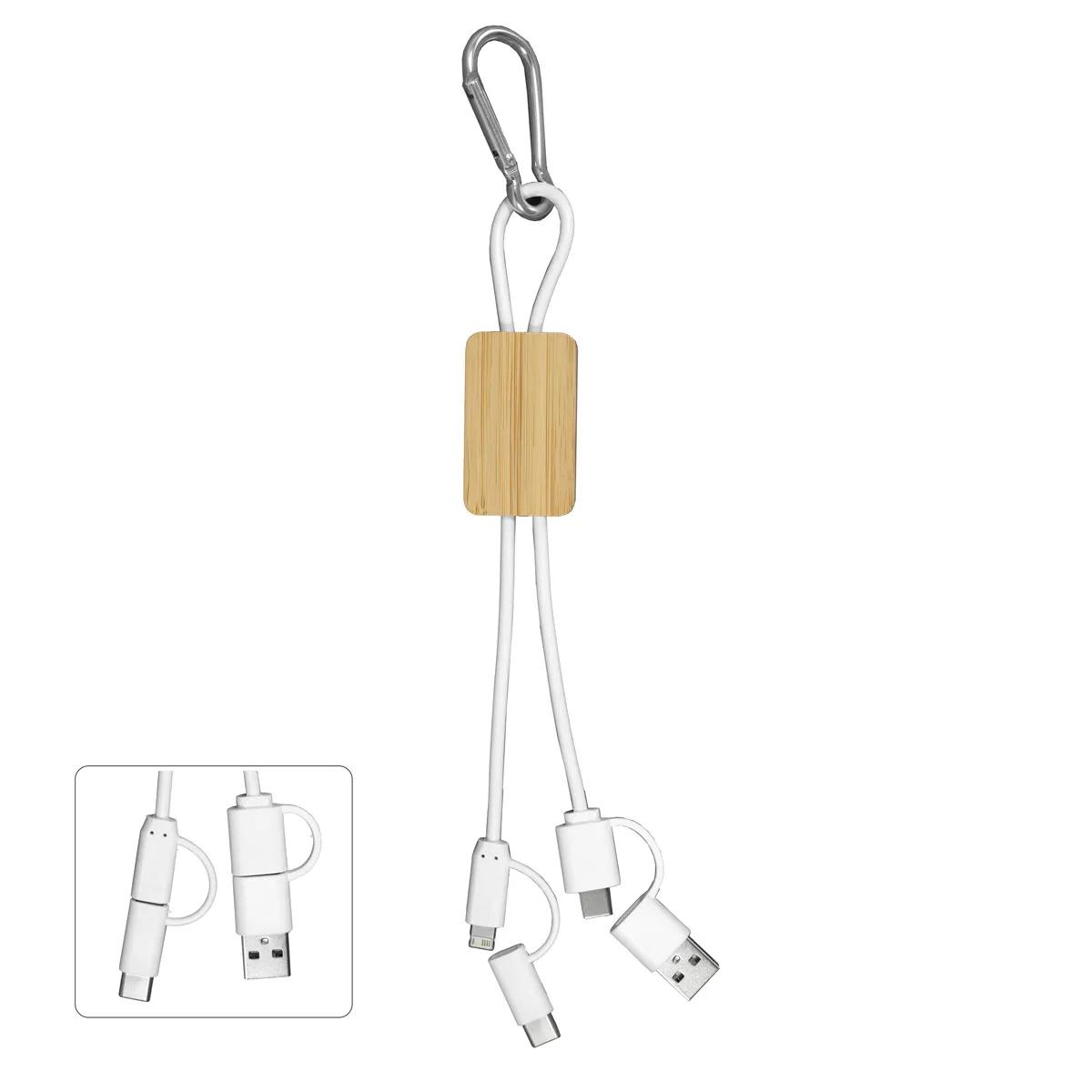 Bamboo Charging Cable 5-in-1 with Carabiner - 10 in - product view 13