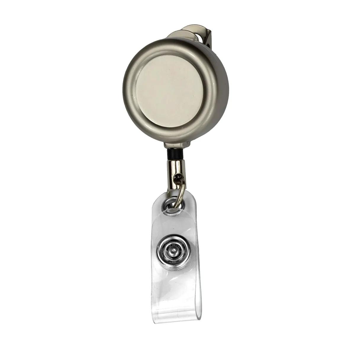 Retractable Badge Reel Solid Metal Zinc Alloy - 1 in Round - product view 4