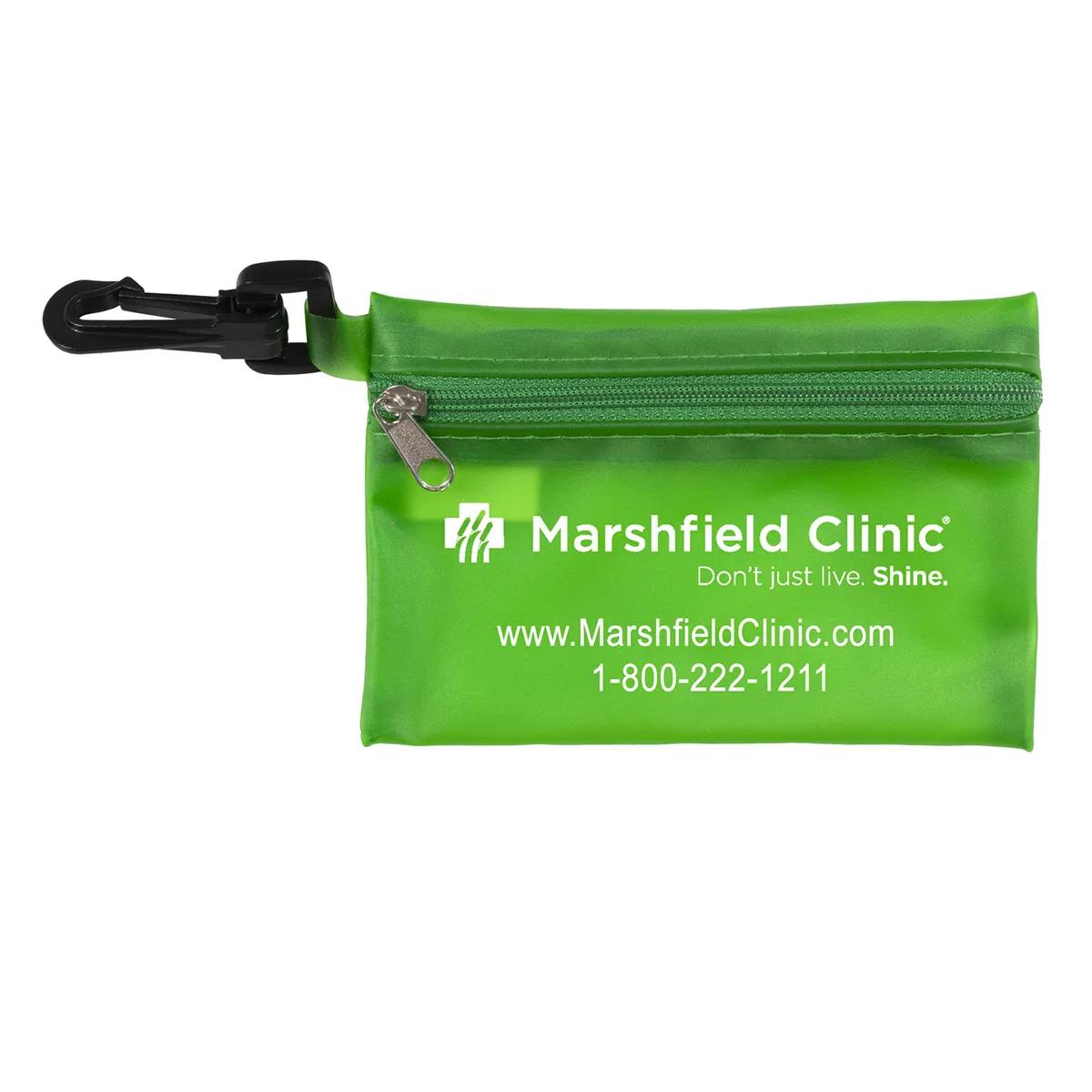 First Aid Kit 19 Piece Translucent Carabiner - 4.9 x 3.5 in - product view 3