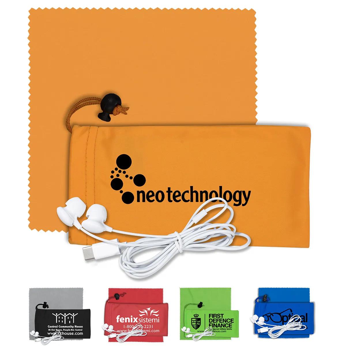 Mobile Tech Earbud Kit Microfiber Cloth Cinch - 3.5 x 7 in