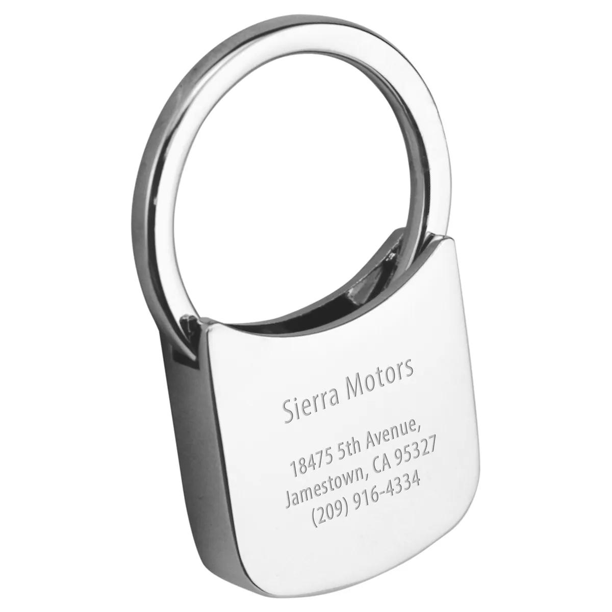 Metal Keychain Laser Engraved Chrome Zinc Alloy - 1.1 x 1.9 in - product view 2