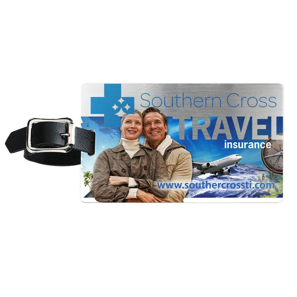 Brushed Aluminum Luggage Tag with Slip-In Pocket Full Color - 4.25 x 2.5 in - product view 2