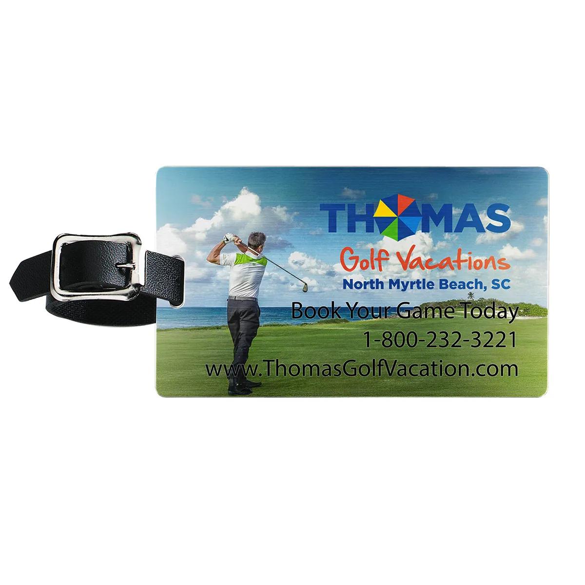 Brushed Aluminum Luggage Tag with Slip-In Pocket Full Color - 4.25 x 2.5 in - product view 3