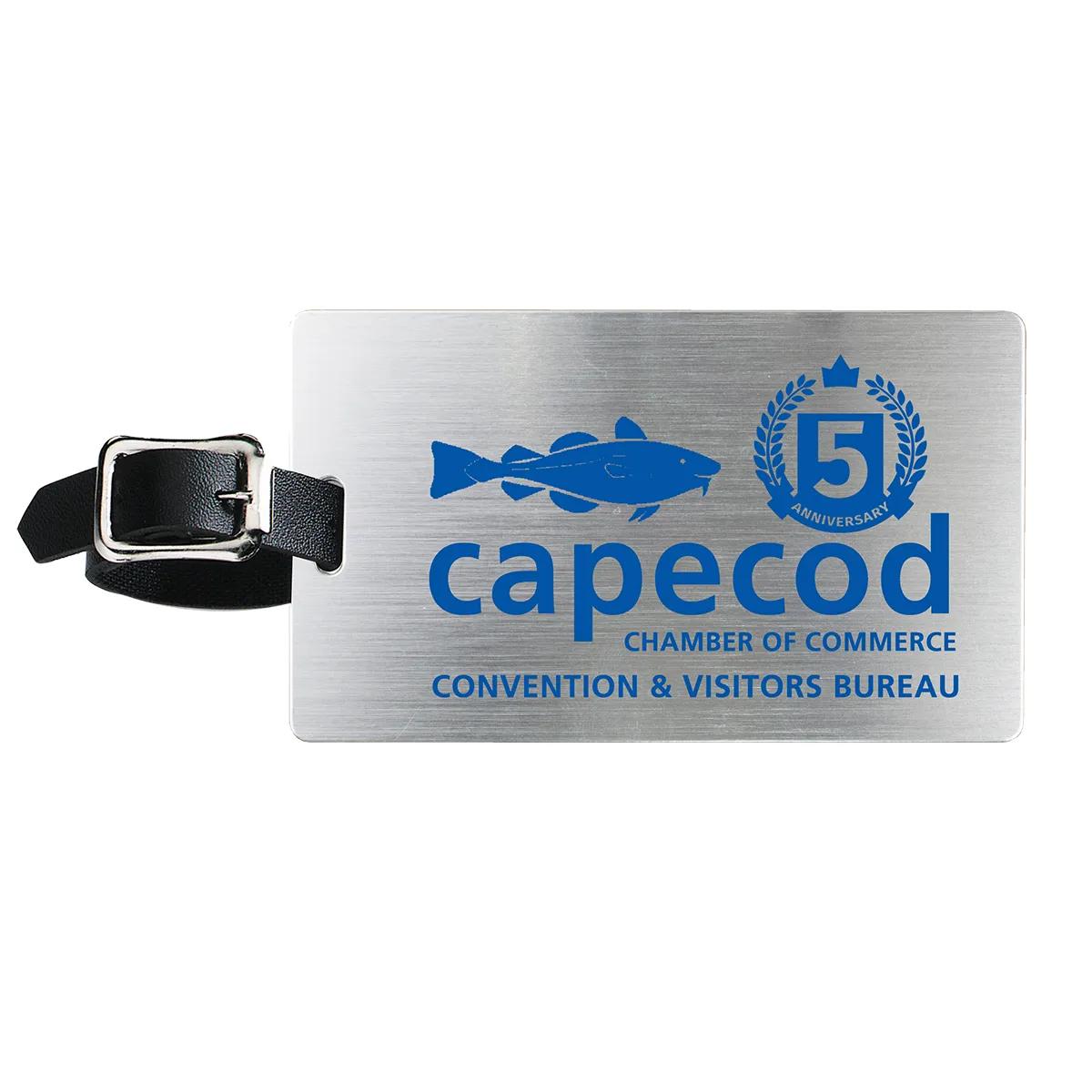 Brushed Aluminum Luggage Tag with Slip-In Pocket Leatherette - 4.25 x 2.5 in