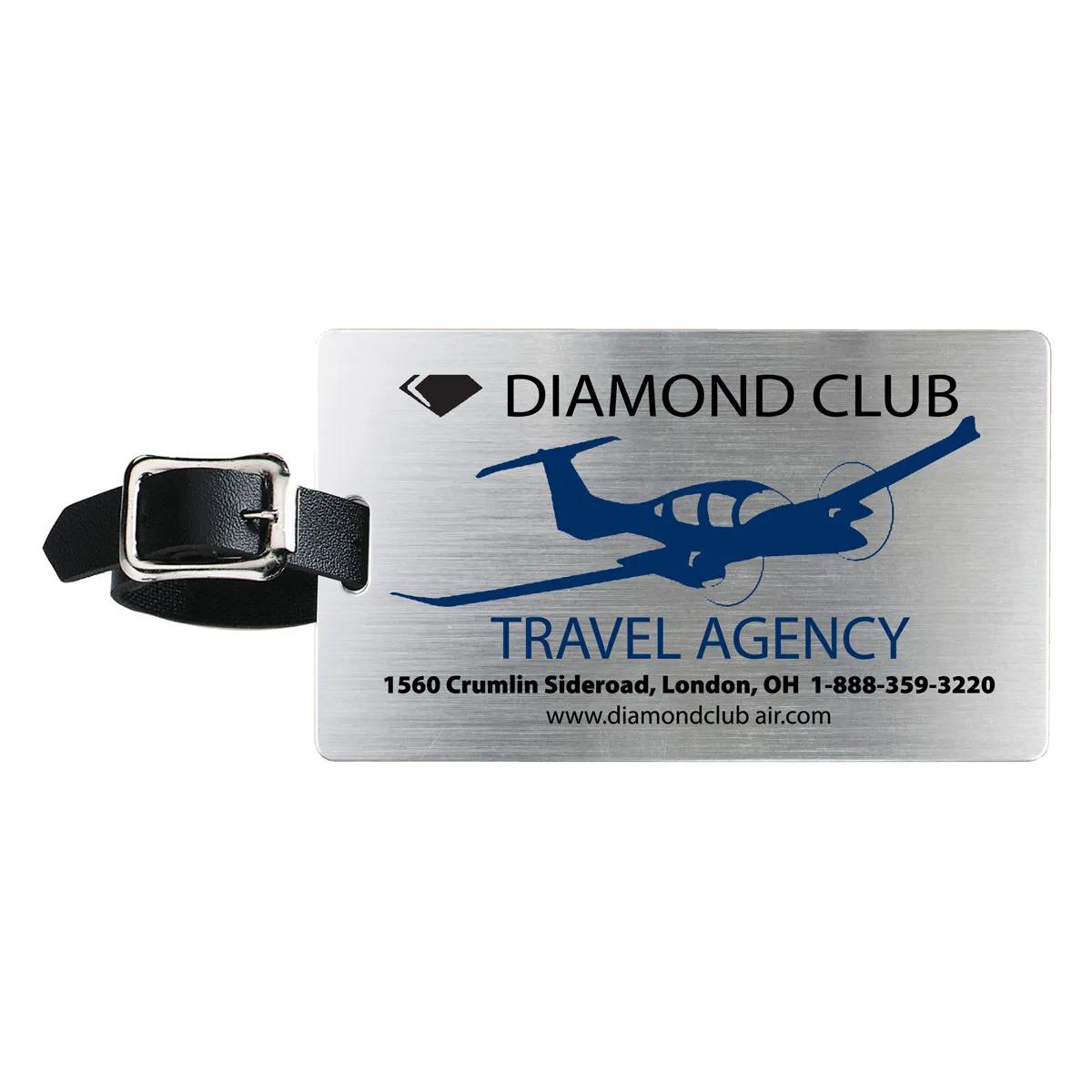 Brushed Aluminum Luggage Tag with Slip-In Pocket Leatherette - 4.25 x 2.5 in - product view 2