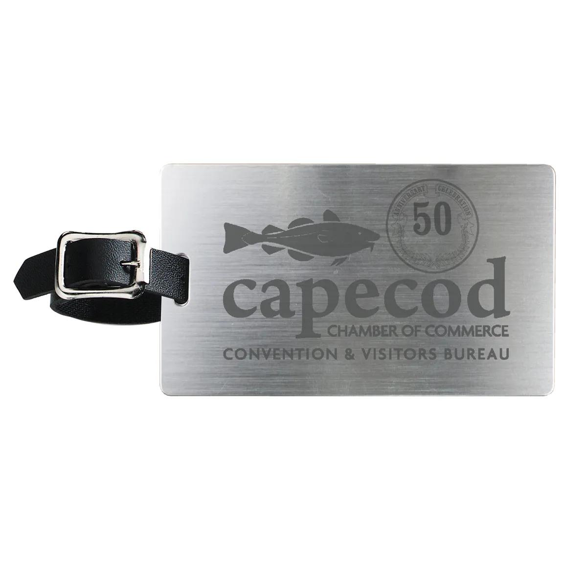 Brushed Aluminum Luggage Tag with Slip-In Pocket Leatherette - 4.25 x 2.5 in - product view 3