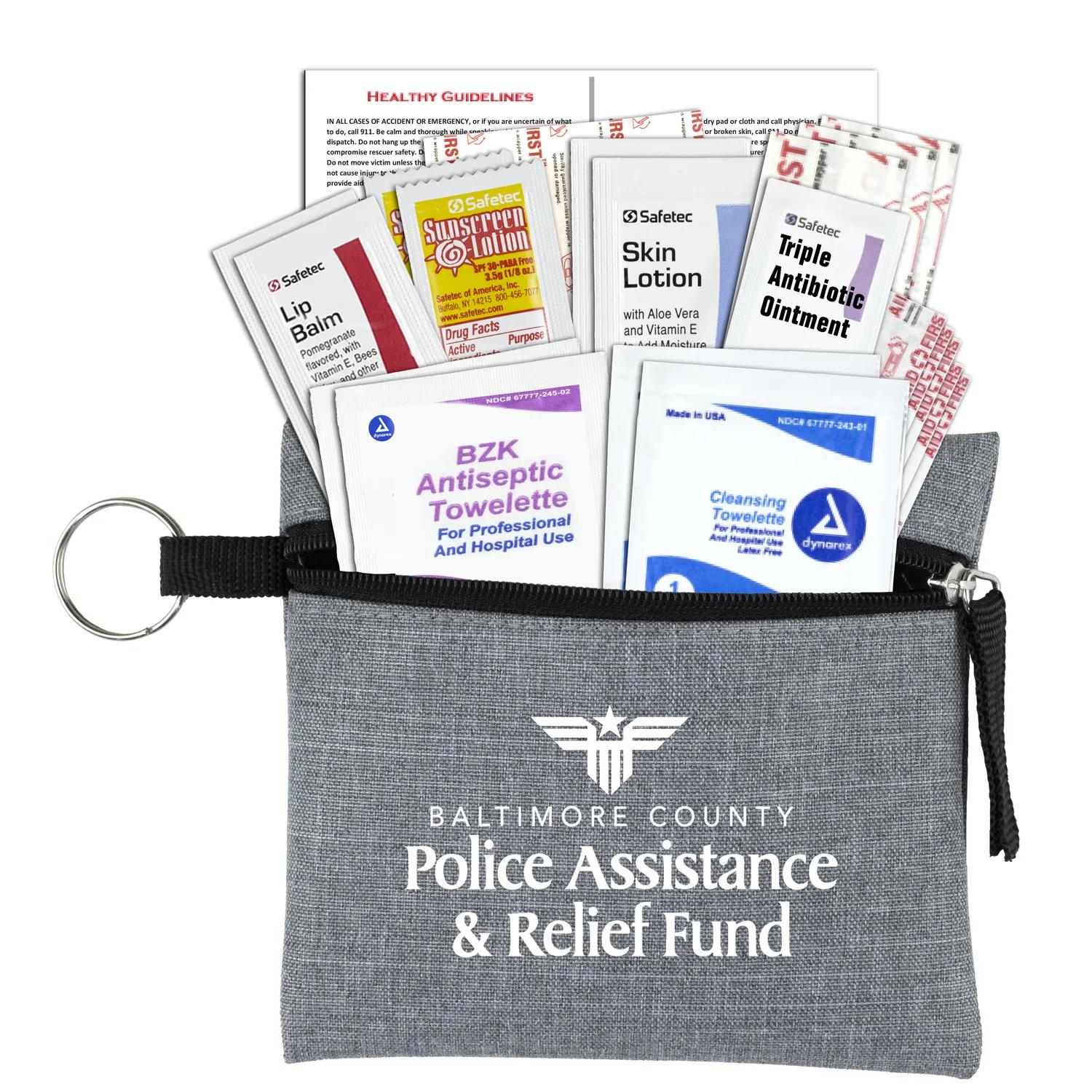 First Aid Kit 20 Piece Heathered Polyester Pouch - 4.5 x 4.5 in - product view 4