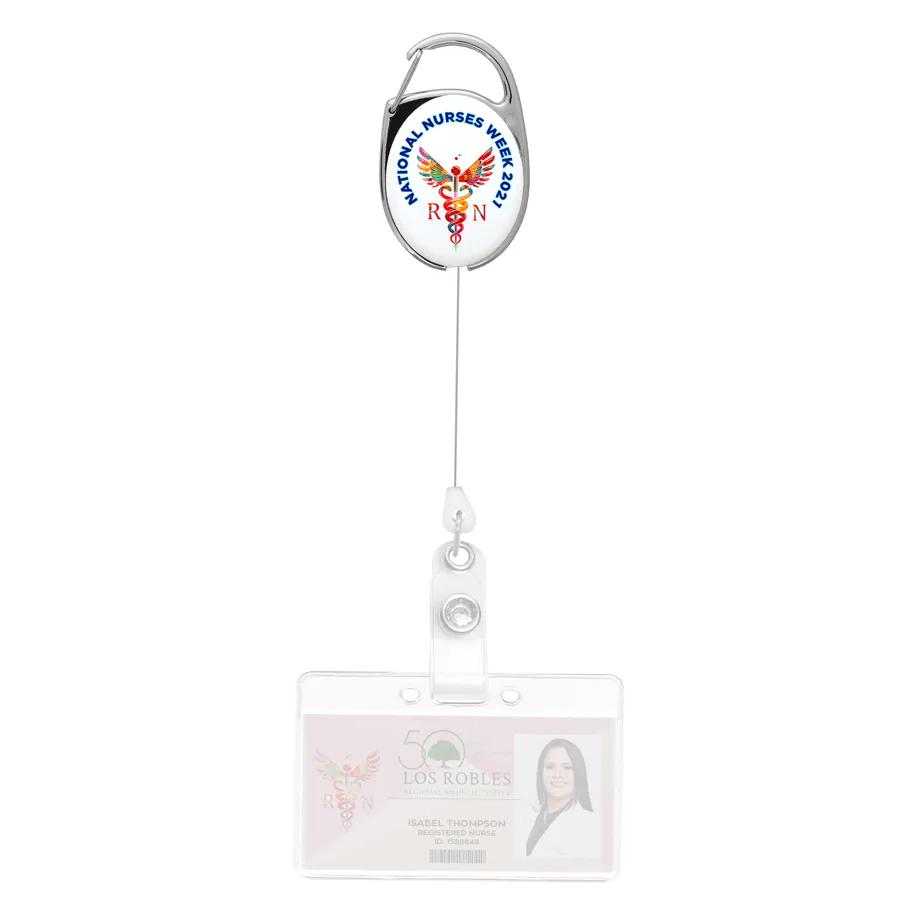 Carabiner Badge Reel Full Color Imprint 30 Inch Cord - 2 x 1.38 in - product view 2