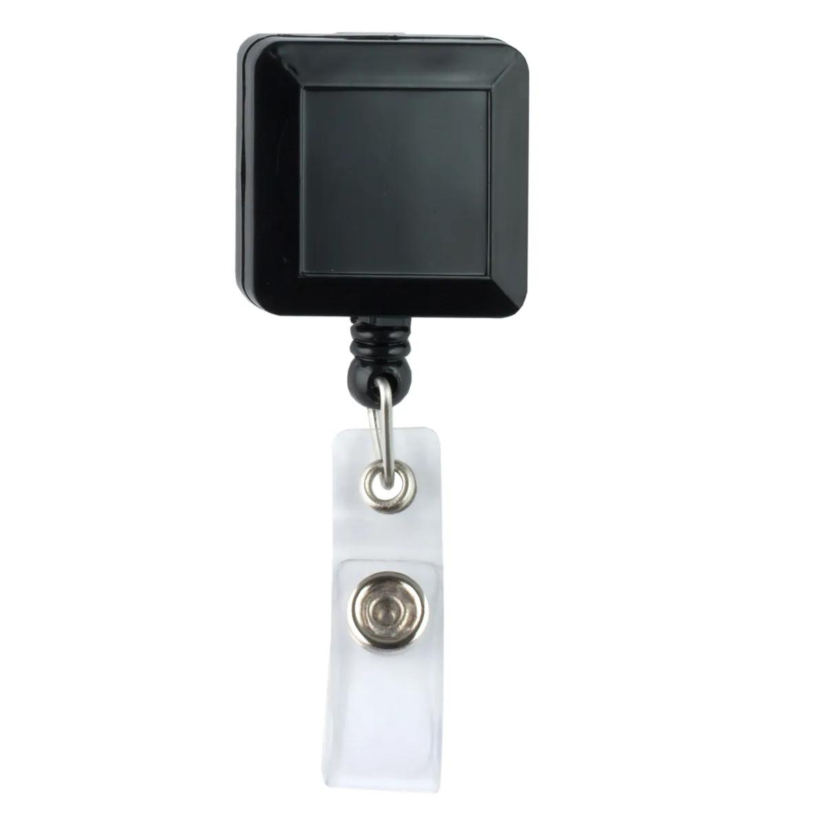 Square Badge Reel Retractable 30 Inch Cord Alligator Clip - 1.25 x 1.25 in - product view 5