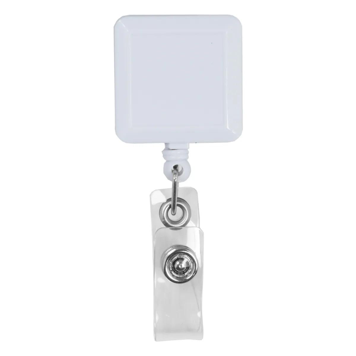 Square Badge Reel Retractable 30 Inch Cord Alligator Clip - 1.25 x 1.25 in - product view 7