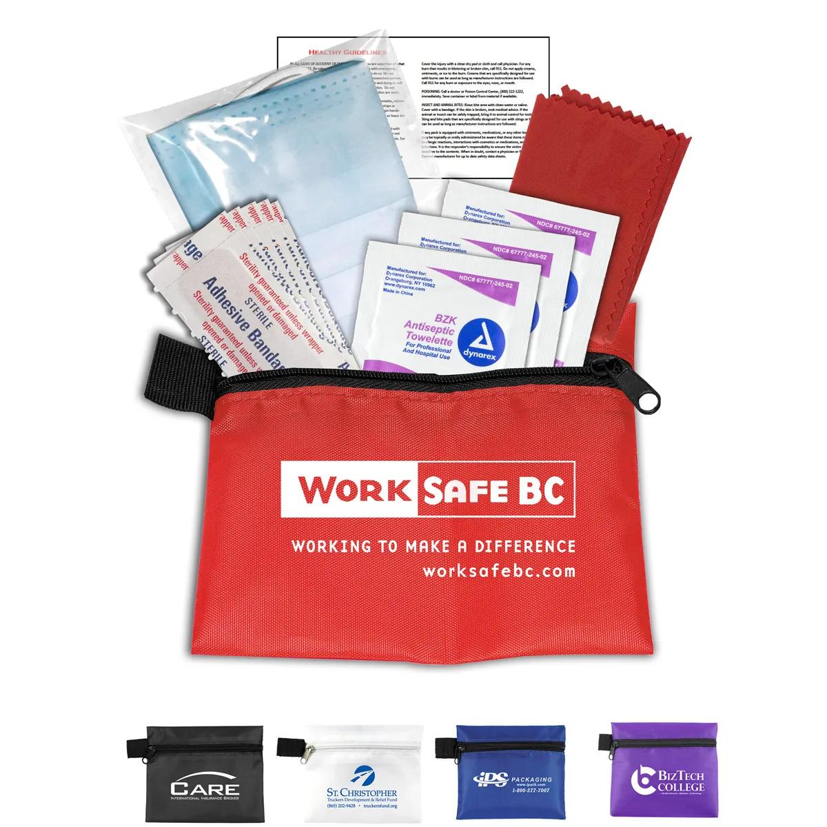 First Aid Kit 11 Piece Antiseptic Zipper Pouch - 5 x 4 in