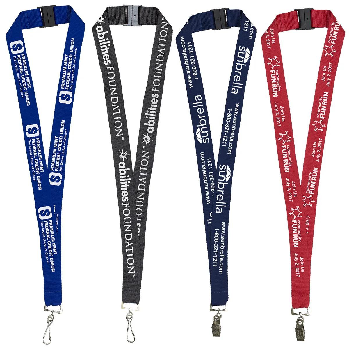 Custom Lanyards Silkscreen Breakaway Safety Release - 1 in