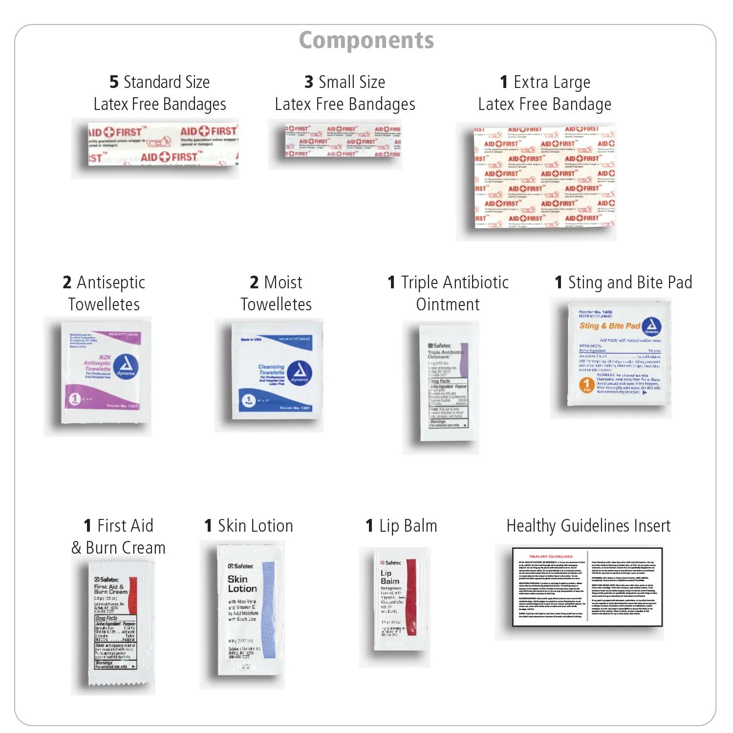 First Aid Kit 16 Piece Mesh Zipper Carabiner Hook - 5 x 4.25 in - product view 2