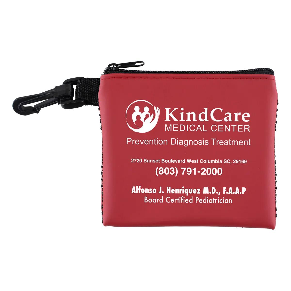 First Aid Kit 16 Piece Mesh Zipper Carabiner Hook - 5 x 4.25 in - product view 3