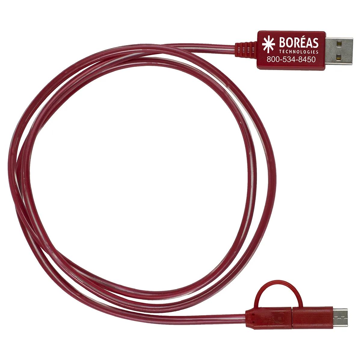 Phone Charging Cable 3-in-1 LED Lighted Type C Adapter - 40 in - product view 5