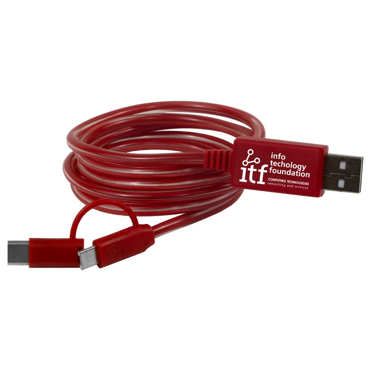 Phone Charging Cable 3-in-1 LED Lighted Type C Adapter - 40 in - product view 8