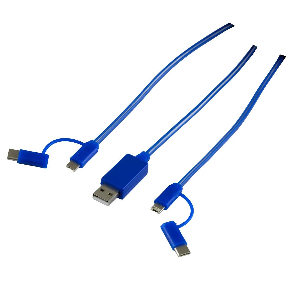 Phone Charging Cable 3-in-1 LED Lighted Type C Adapter - 40 in - product view 16
