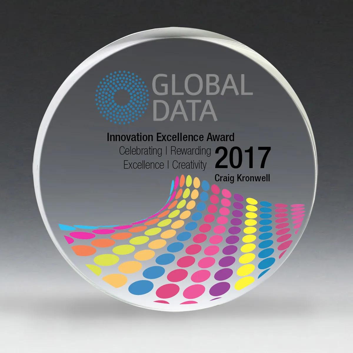 Thick Round Acrylic Paperweight Full Color Print - 4 in - product view 2