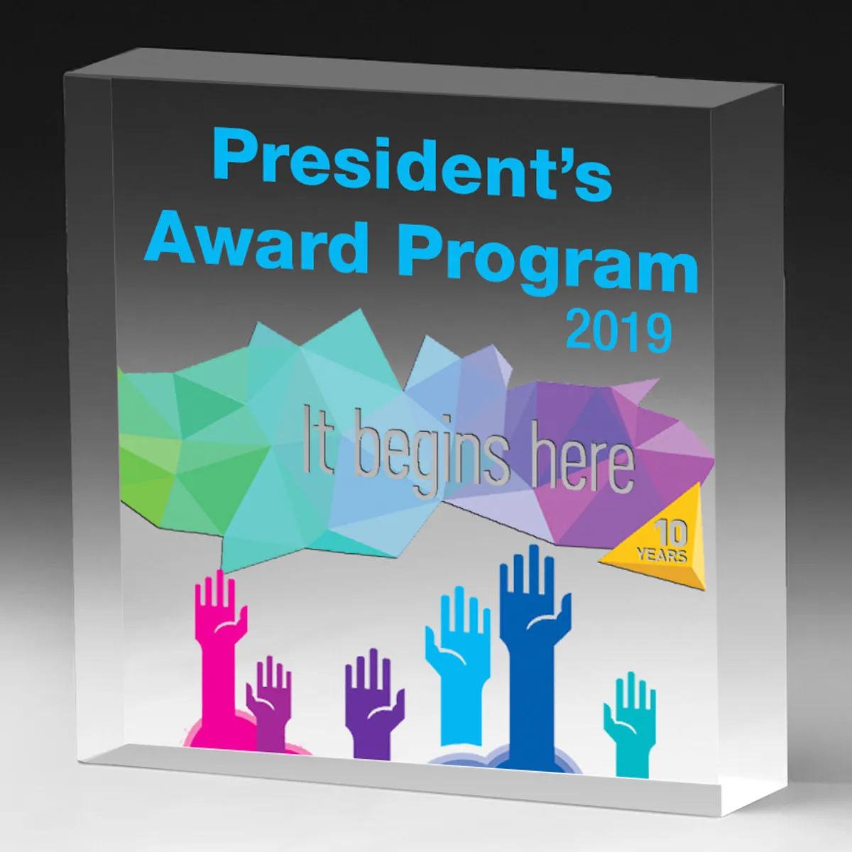 Thick Square Acrylic Paperweight Full Color - 4 x 4 in - product view 3