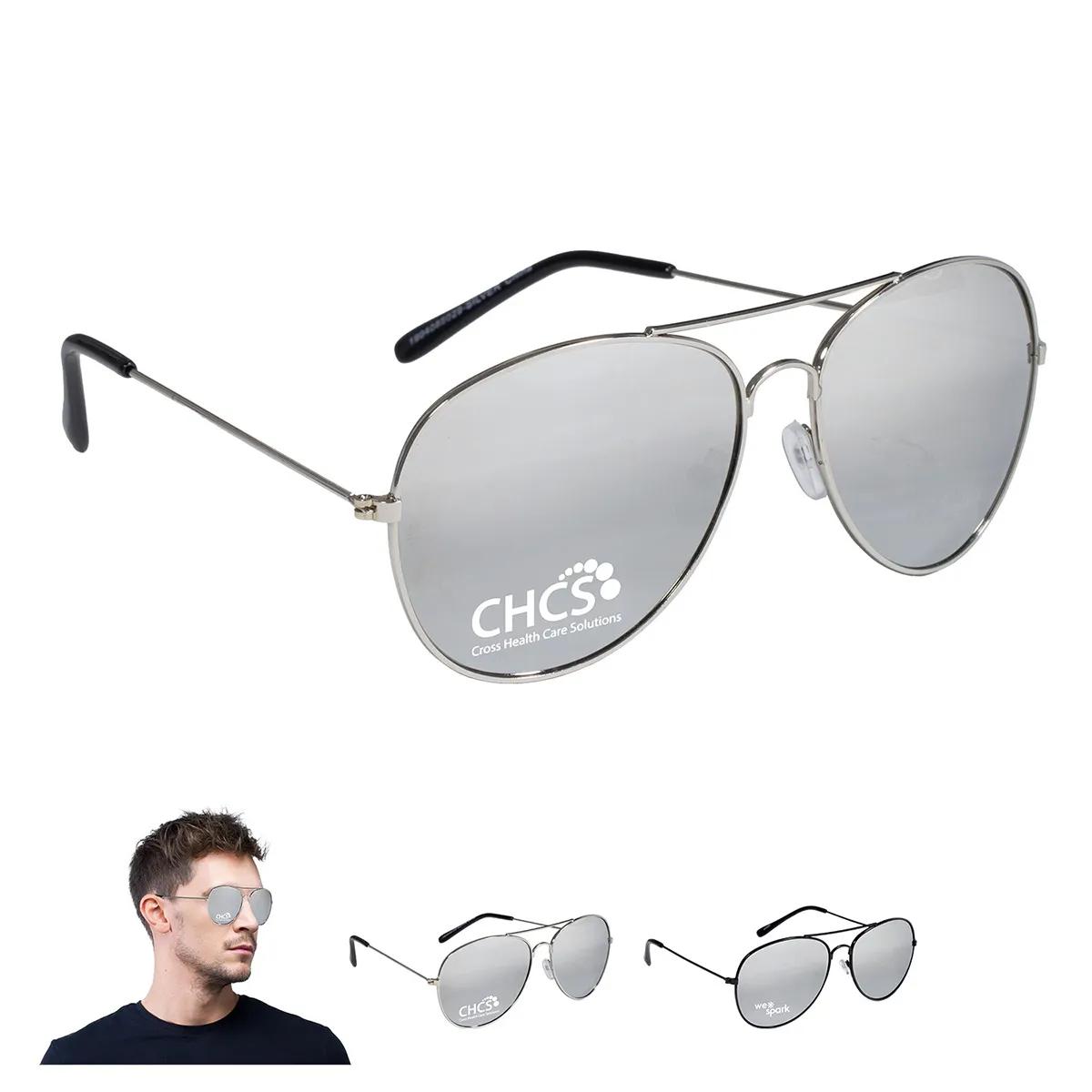 Mirrored Aviator Sunglasses UV Protection FDA Compliant