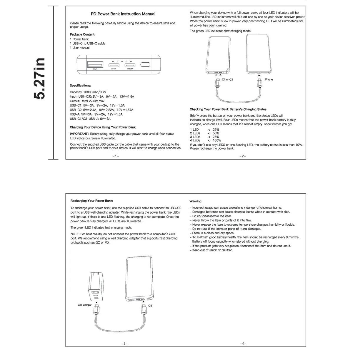 Power Bank 10000 mAh UL Certified Acrylic - 5.25 x 2.6 in - product view 9