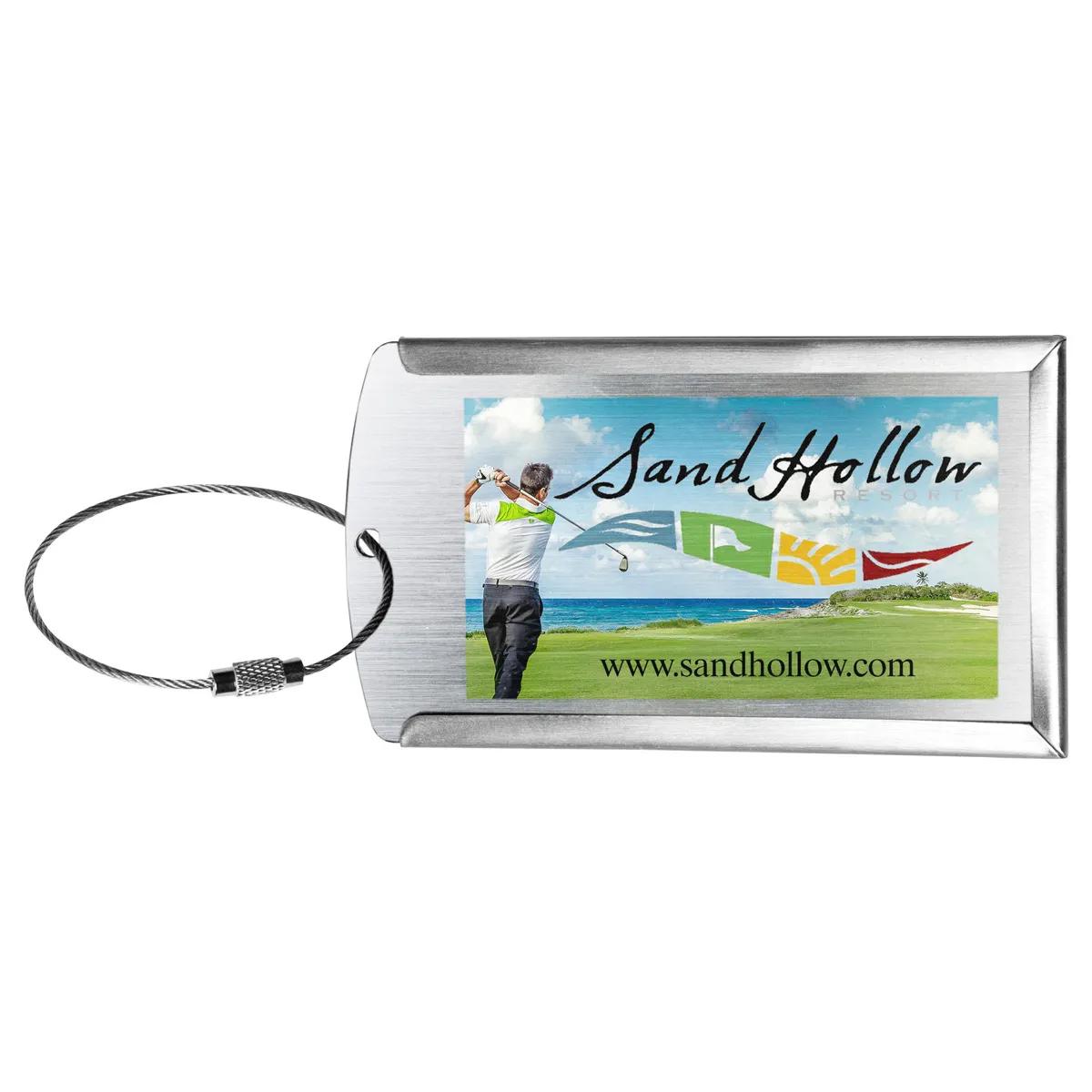 Luggage Tag Brushed Steel Full Color PhotoImage - 4.25 in - product view 2