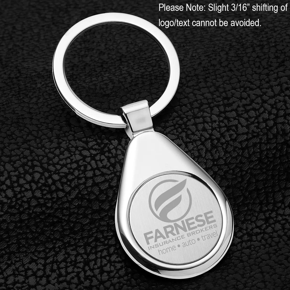 "RAINDROP" Economy Laser Engraved Metal Keyholder - product view 1
