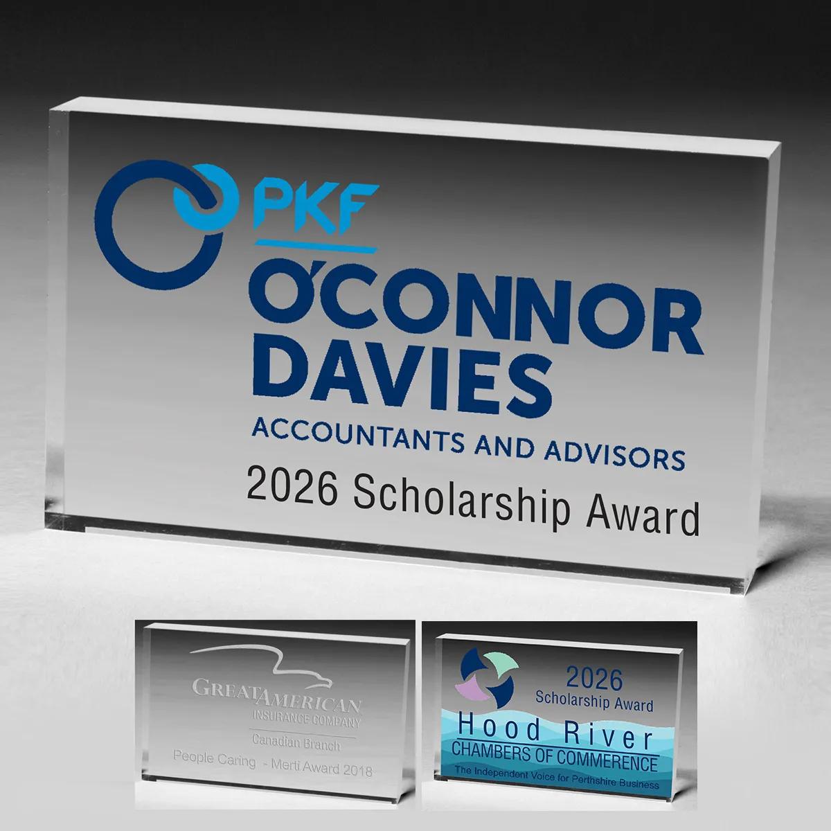 Acrylic Paperweight Rectangle Thick Clear - 2.5 x 4 x 0.75 in