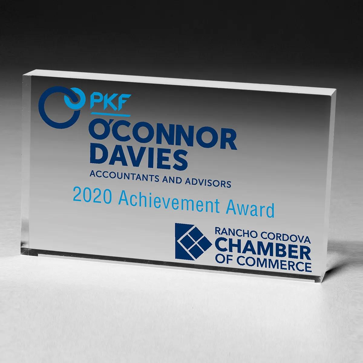 Acrylic Paperweight Rectangle Thick Clear - 2.5 x 4 x 0.75 in - product view 4