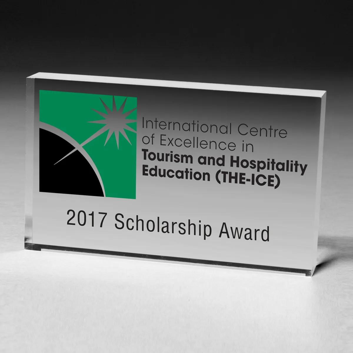 Acrylic Paperweight Rectangle Medium Clear - 3 x 5 x 0.5 in - product view 2