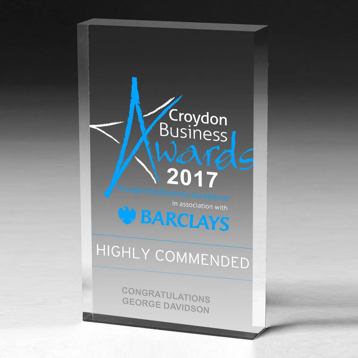 Acrylic Paperweight Rectangle Large Clear - 4 x 6 x 0.5 in - product view 5