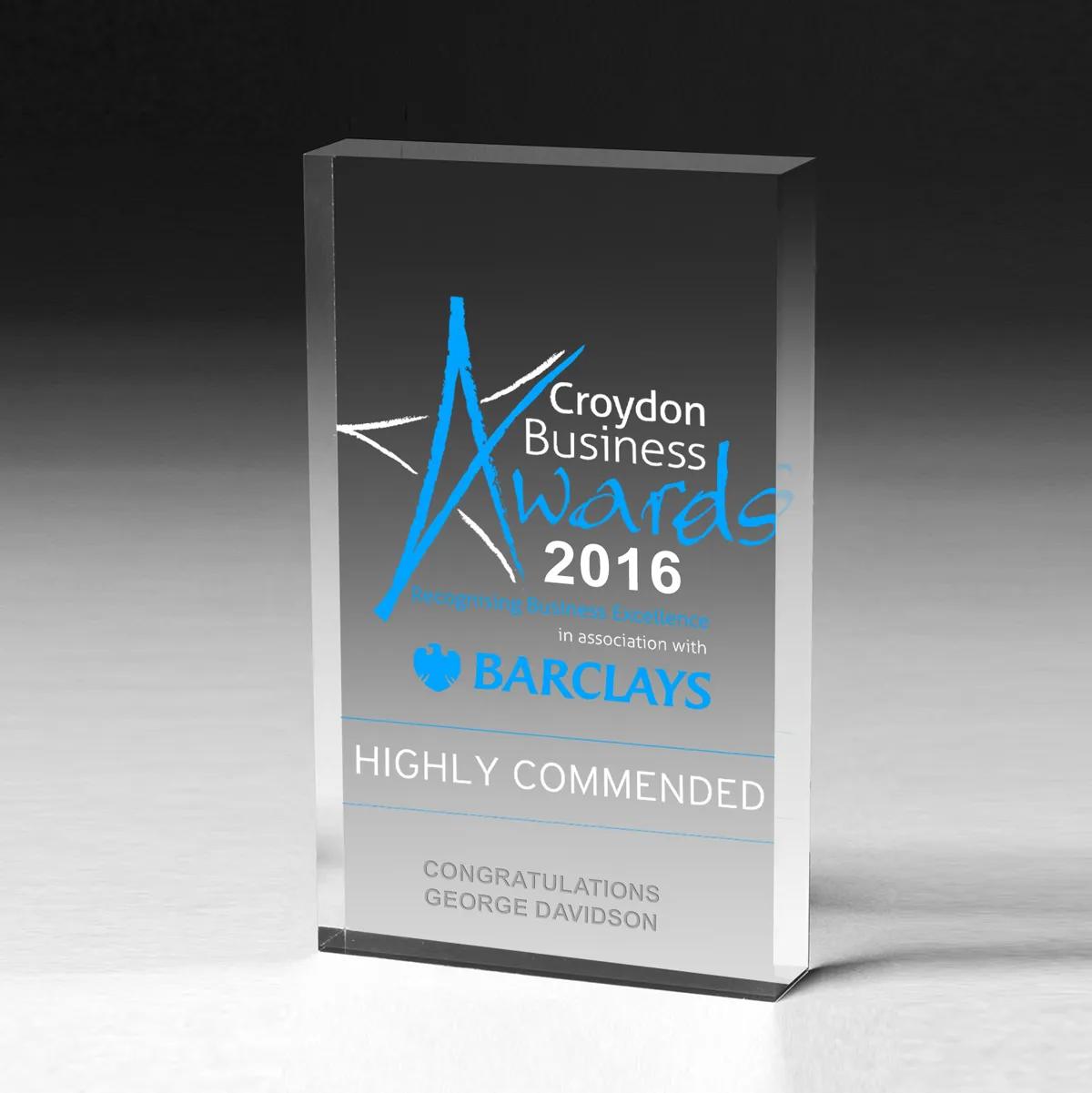 Acrylic Paperweight Rectangle Extra Large - 5 x 7 x 0.75 in - product view 2