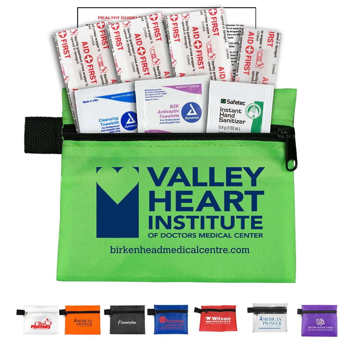 First Aid Kit Hand Sanitizer 8-Piece Zipper Pouch - 5 x 4 in