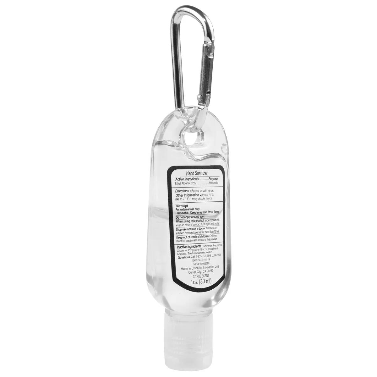 Hand Sanitizer Gel Flip-Top with Carabiner Clip - 1 oz - product view 4