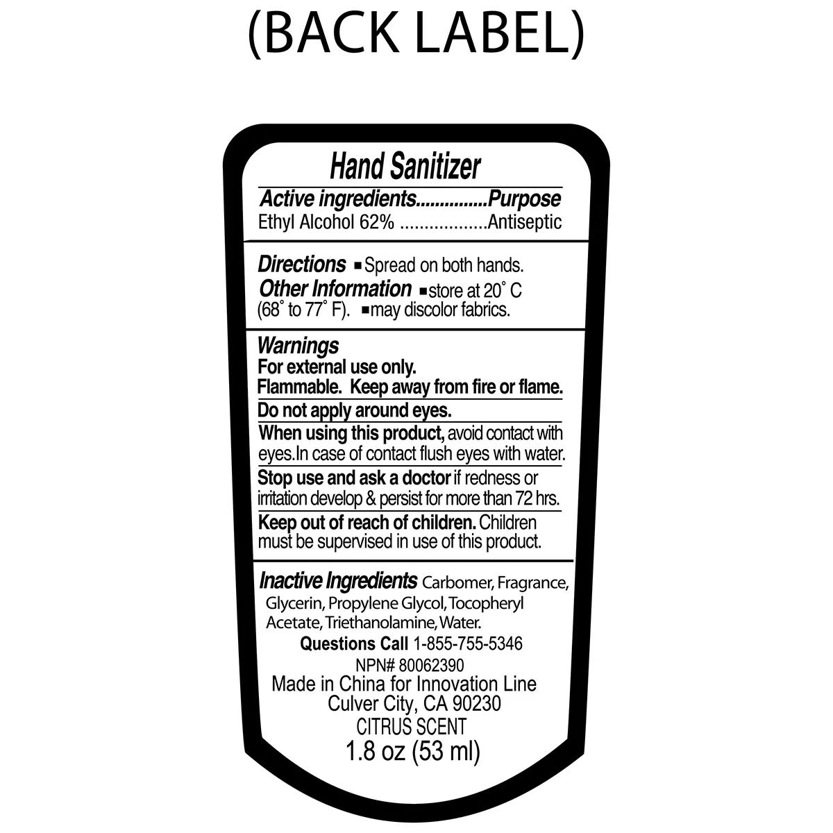 Hand Sanitizer Gel Large Carabiner Bottle Citrus - 1.8 oz - product view 7