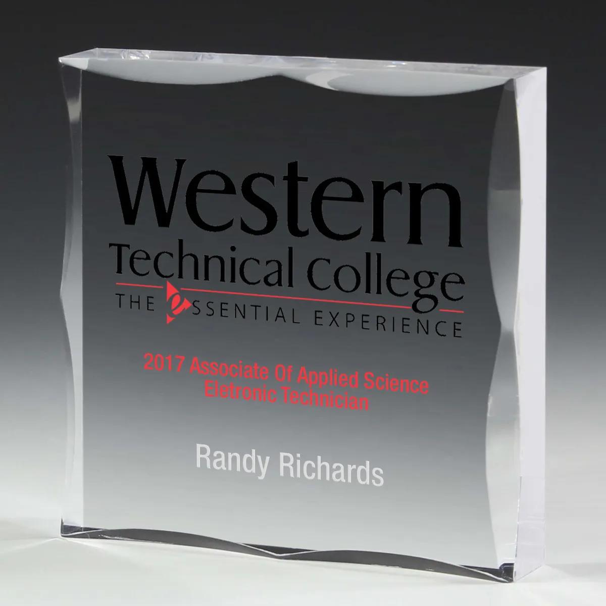 Scalloped Acrylic Paperweight Award Square - 4 x 4 in - product view 2