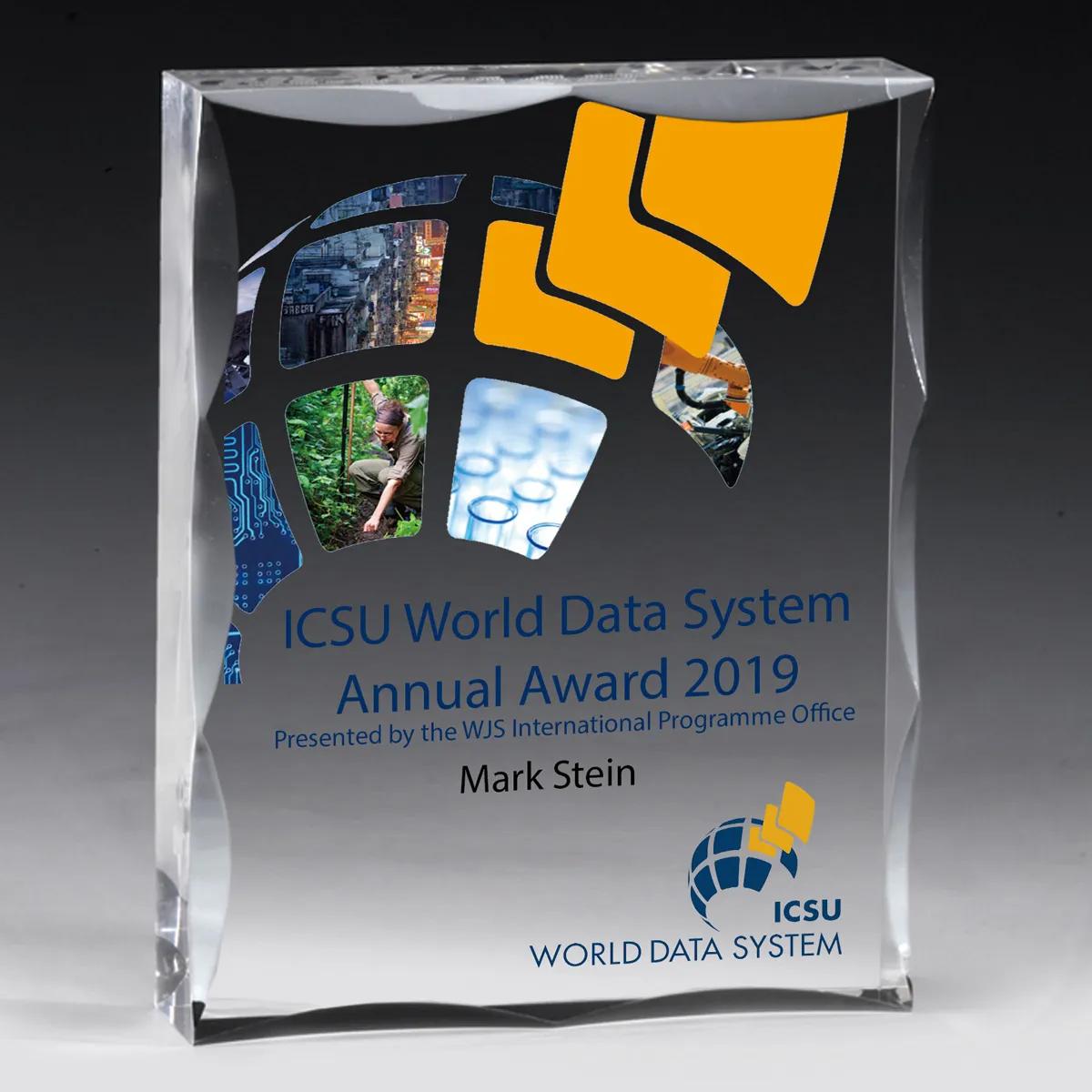 Scalloped Acrylic Paperweight Award Rectangle - 4 x 5 in - product view 4