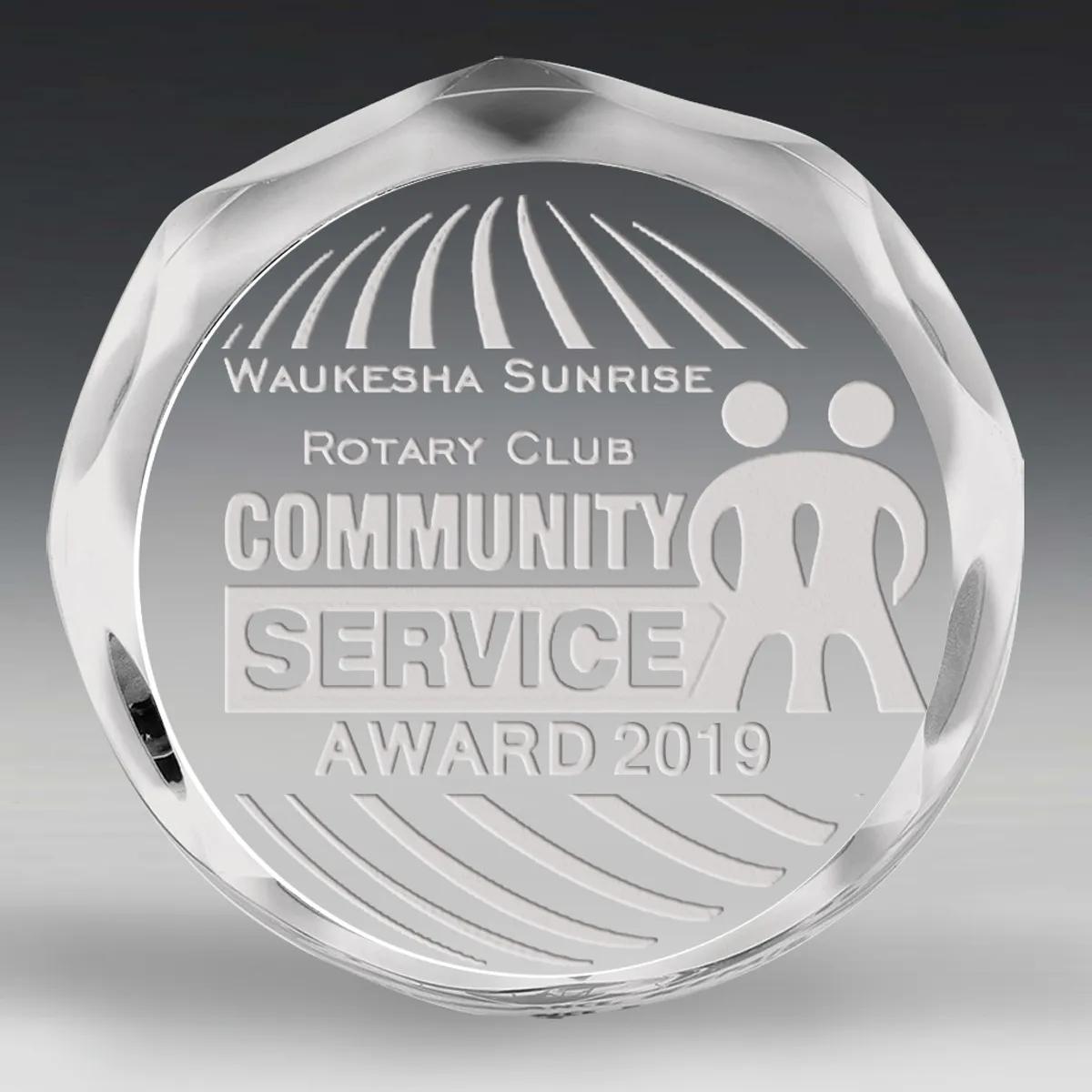 Scalloped Acrylic Paperweight Award Circle - 4 in Dia - product view 2