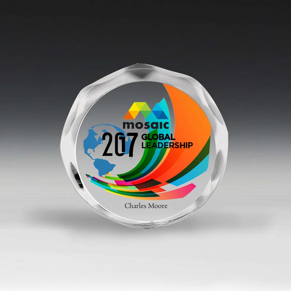 Scalloped Acrylic Paperweight Award Circle - 4 in Dia - product view 4