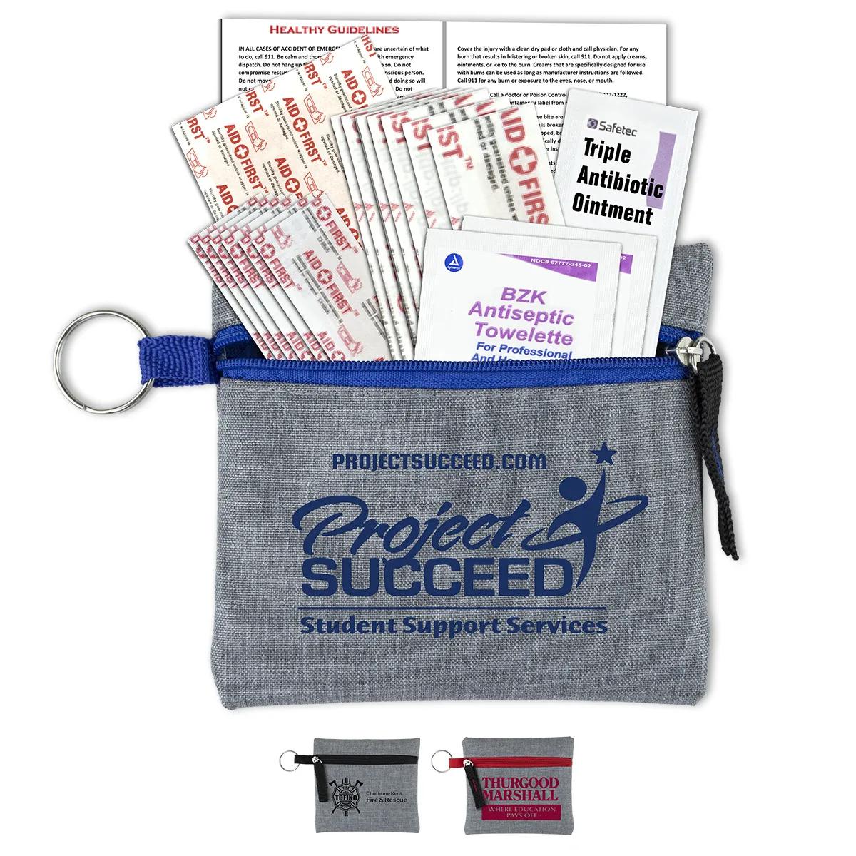 First Aid Kit Heathered Pouch 19 Piece - 4.5 x 4.5 in