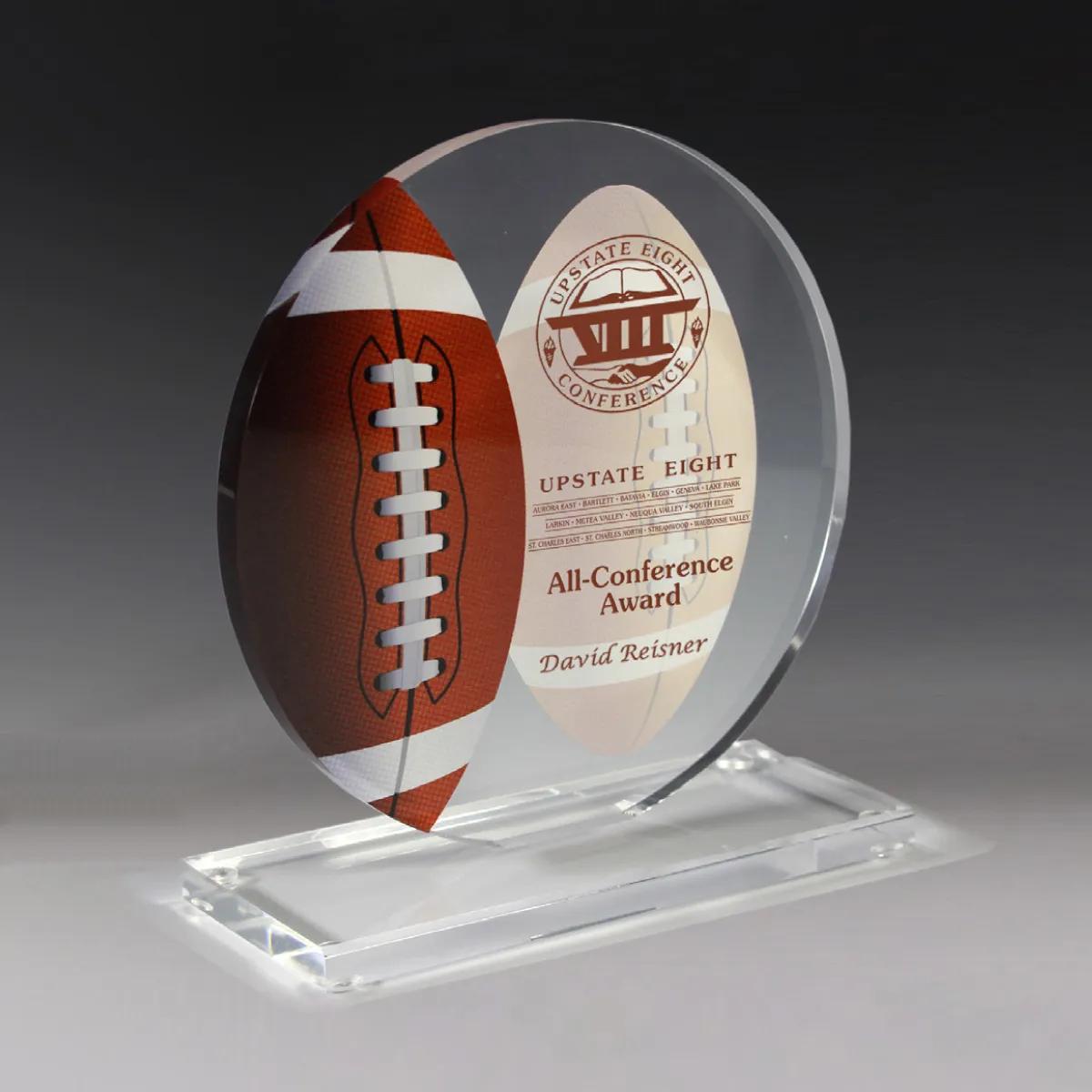 Football Achievement Acrylic Award 4 Color Process - 5.75 x 6.25 in
