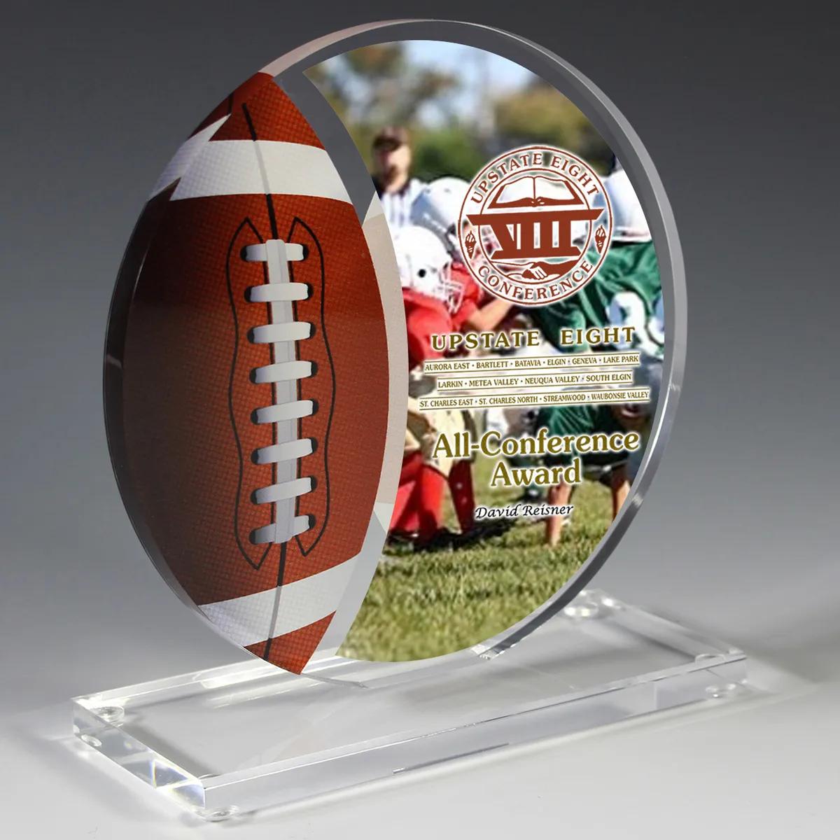 Football Achievement Acrylic Award 4 Color Process - 5.75 x 6.25 in - product view 3
