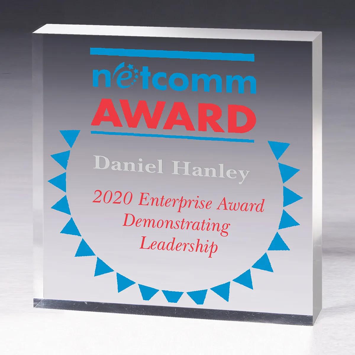 Square Acrylic Paperweight Screen Print Laser - 3 x 3 x 0.75 in - product view 3