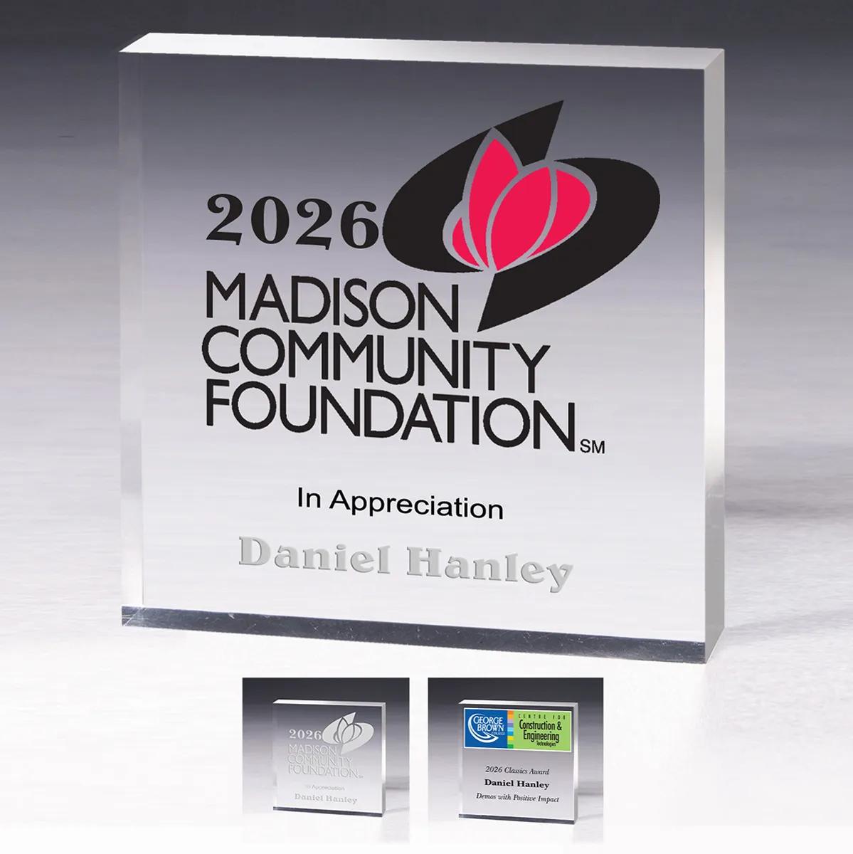 Square Acrylic Paperweight Thick Full Color - 4 x 4 x 0.75 in