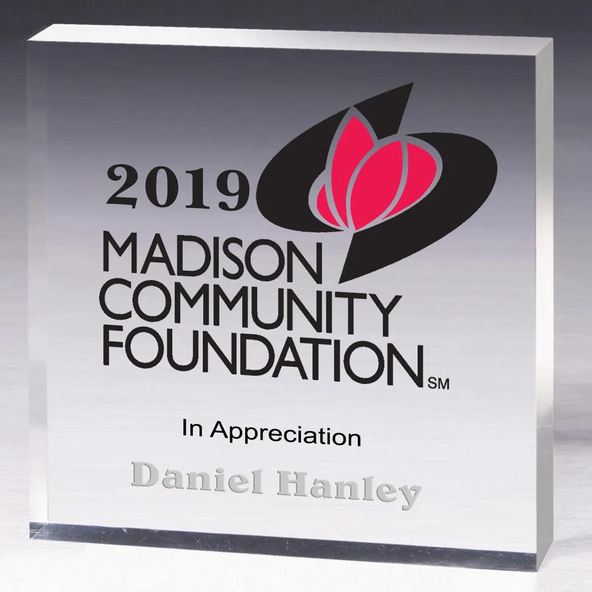 Square Acrylic Paperweight Thick Full Color - 4 x 4 x 0.75 in - product view 5