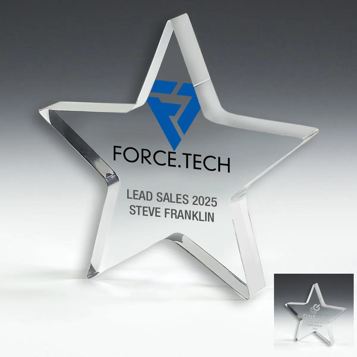 Star Acrylic Paperweight Half Inch Thick - 5 x 5 x 0.5 in